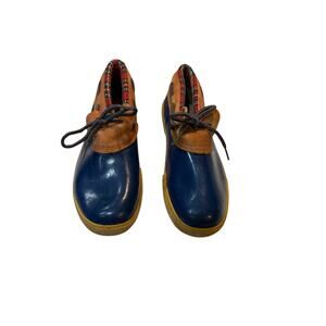 Eddie Bauer Blue Rubber Rain Boots Duck Shoes Lace Up Waterproof Women’s Size 9